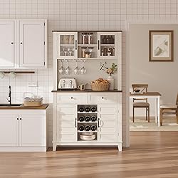 IDEALHOUSE 72" Wine Bar Cabinet with 4 Doors and 2