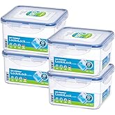LOCK & LOCK Easy Essentials Storage Food Storage Container Set / Food Storage Bin Set - 4 Piece, Clear