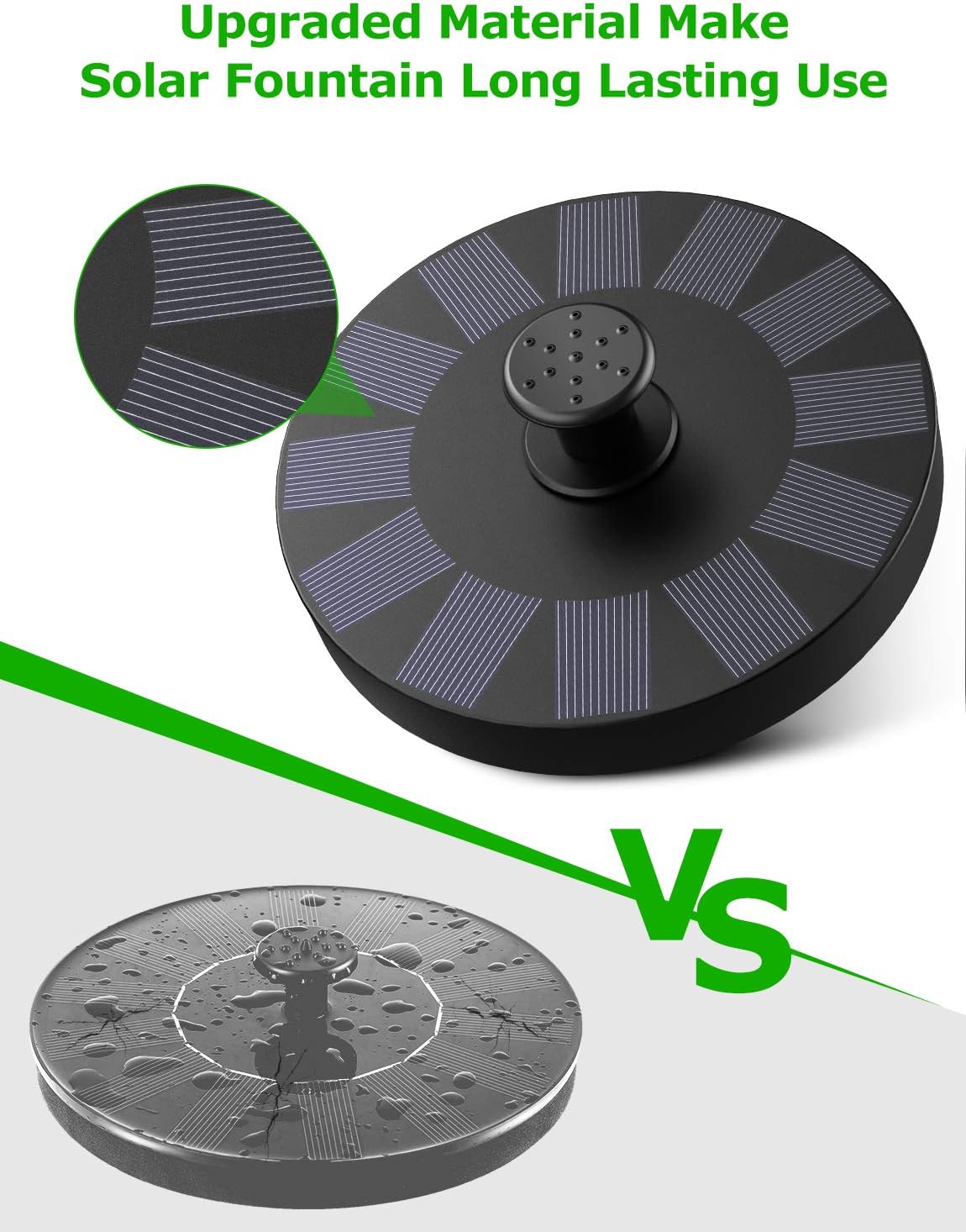 OKMEE OKSF-03 Bird Bath Fountain, Solar Power Pump with 5 Nozzle, Black : Garden & Outdoor