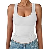 GKBK Womens Sleeveless Tank Top Form Fitting Spaghetti Strap V Neck Ribbed Knit Basic Cami Layering Shirts