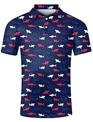 Fanient Mens Golf Shirts Shark Funny Polo Shirts