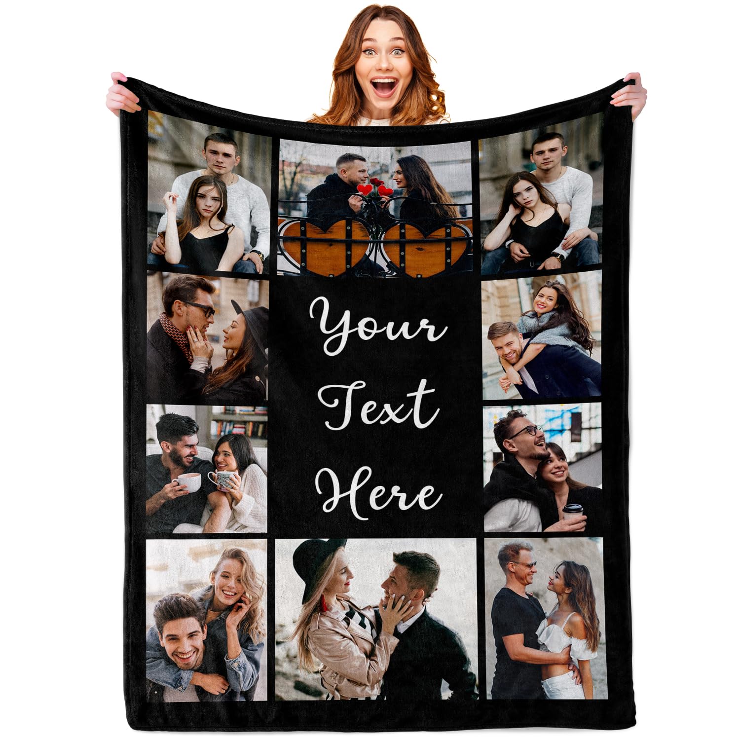 Cara Nonna Custom Blanket with Photo Personalized Picture Blanket for Christmas Valentines Day Anniversary Birthday Gifts Customized Gifts for Dad Mom Girlfriend Boyfriend Wife Husband