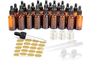 GM GMISUN GMISUN Tincture Bottles with Dropper, 22 Pack 1 Oz Amber Glass Dropper Bottle with Eye Dropper, 1oz 30ml Empty Oil Dropper Bottle for Essential Oils, Tinctures, Medicine with Heat Shrink Wrap