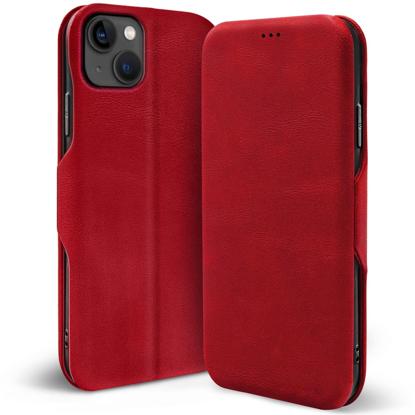 Verco Book Style for Apple iPhone 13 Mini Case, Premium Magnetic Flip Cover for iPhone 13 Mini Wallet Case with Card Slot, Red
