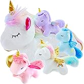 YUNCOL Unicorn Stuffed Animal,Cute Unicorn Mommy Stuffed Animal with 4 Baby Unicorns Plush in Tummy,Kawaii Unicorn Plush Toy Gift for Kids Girls Boys