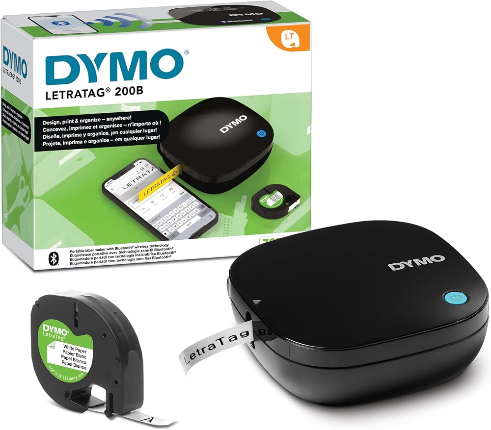 Dymo LetraTag 200B Bluetooth Label Maker Compact Label Printer Black