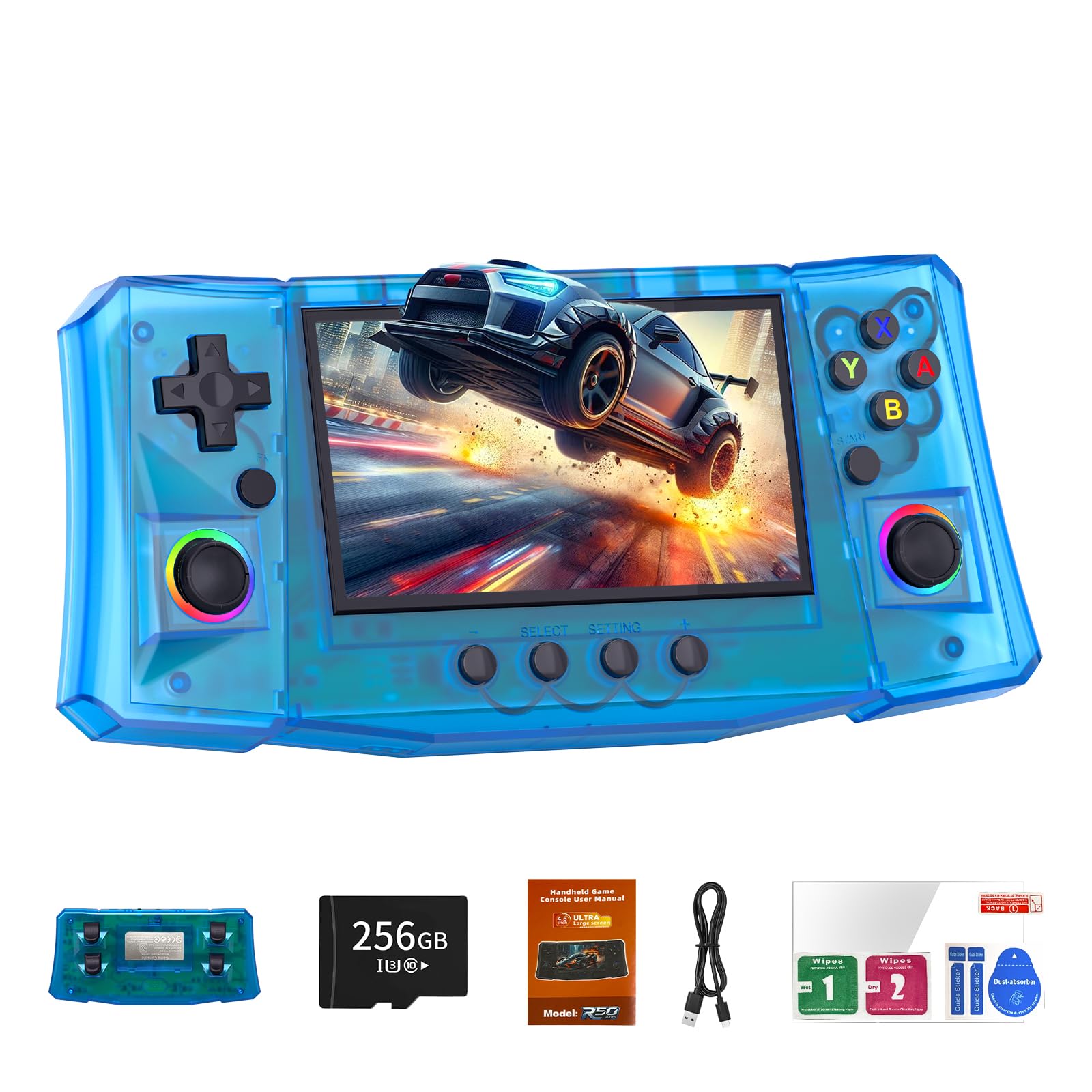 RegiisJoy R50 Ultra 50000 in 1 Handheld Game Console, 4.5 Inch IPS Screen Retro Gaming Consoles Main Emulators, Portable Mini Pocket Arcade Linux System