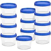 ISUSSER 12 Pack Freezer Containers with Lids, 16 Oz Stackable Reusable Plastic Storage Container, Airtight Plastic Food Storage Containers with Twist Top Lids for Food Soup Jello Sauce