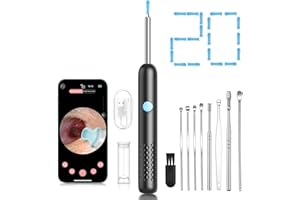 PAMELEGY Ear Wax Removal Tool Camera, Ear Cleaner with Camera and 6 LED Light, 1080p HD Ear Scope, Ear Cleaning kit, 9 Ear Tools and 20 Ear Replacement Tips, for iOS & Android (Black)
