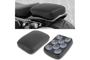 DREAMIZER Black Pillion Passenger Pad Seat Universal Motorcycle Solo Seat Rear Cushion 8 Suction Cups Compatible with Harley Davidson Sportster XL 883 1200 Forty Eight Dyna Chopper Bobber Custom