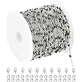 UMAOKANG 10 Meters Stainless Steel Jewelry Chain for Jewelry Making Black Enamel Bead Cable Chain Roll with Open Jump Rings and Lobster Clasps