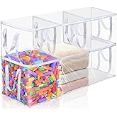Wholelovein 6 PCS Clear Plastic Organizers 12''x12''x12'' Blanket Storage Bags with Zipper Storage Cube Tote with Reinforced Handles for Clothes Moving Supplies Linens Shoes Closet Toys Organizers