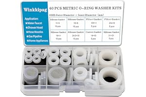 TWCC 60 PCS Water Hose Silicone Gasket Assortment Kit VMQ Silicone Washer Food Grade for Assorted Shower Head Garden Hose High Temperature Hot Plumbing Pipes Fittings Seal Repair