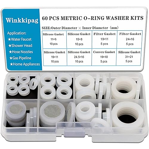 12PCS Silicone Gaskets & Flat Washers Assortment Kit - For Faucets, Pipes, Hoses (1/2", 3/4", 1", 1.2")