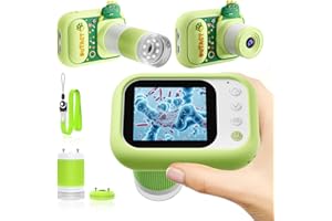 OUTACT Microscope for Kids Handheld Mini Portable Digital Rechargeable 1000X with 2.4 Screen 1080P 3 in 1 Microscope Photography Recording Edu Gift Age 4-6 8-12 Children Students