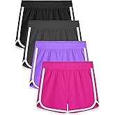 Resinta 4 Packs Girls Soccer Shorts Toddler Girls Athletic Shorts Quick Dry Workout Dolphin Kids Active Shorts