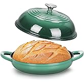 TeamFar Cast Iron Bread Dutch Oven, 6 Qt Enameled Dutch Oven Pot for Sourdough Bread Baking, with Tall Dome Lid & Round Base Pan, Self-Basting & Even-Heating, Heavy-Duty & Non-stick, Dark Green