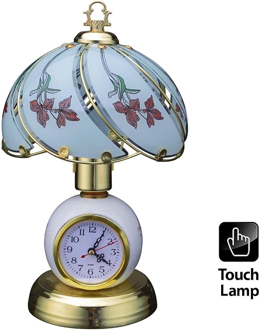 High Quality Polished Brass Table Touch Lamp With Clock Office Desk