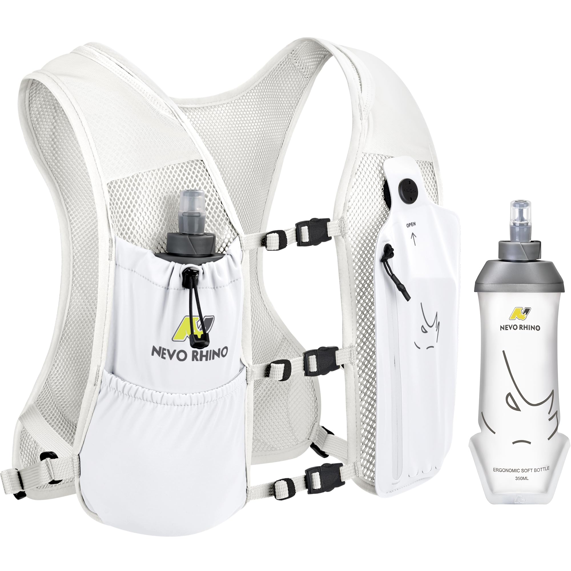 Photo 1 of N NEVO RHINO Running Vest with 350 ML TPU Soft Flask,Adjustable Small Running Water Vest - Waterproof Phone Pocket,Lightweight Hydration Backpack for Hiking Cycling Trail for Women Men Mini