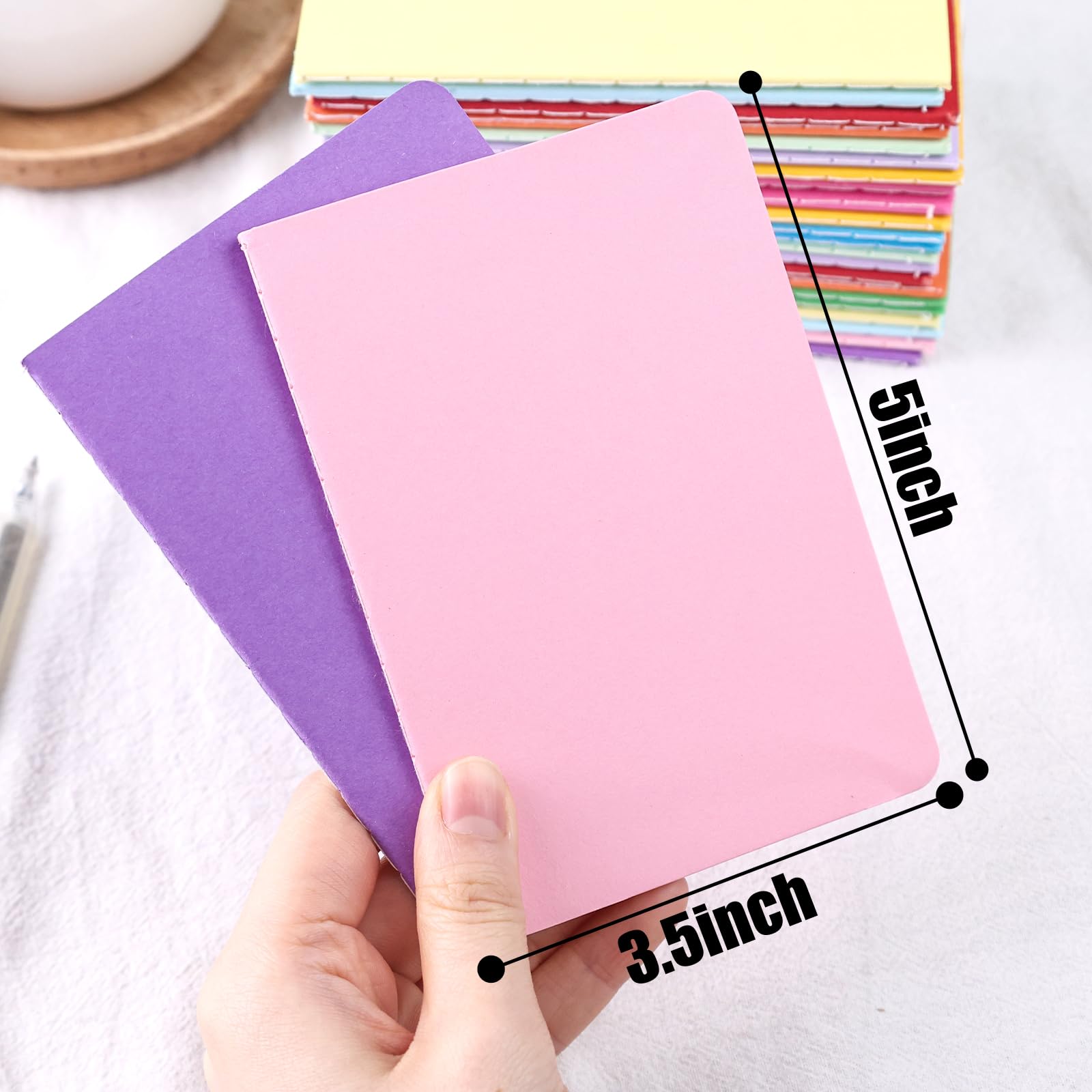 HIBOX 24PCS Mini Notebooks, Lined Pocket Notepads 3.5 x 5 Inches Small Journal 12 Colors Notebooks for Students Traveler School Supplies 30 Sheets/60 Pages