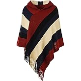 Ferand Women's Striped Poncho Sweater Cozy Knit Fringe Shawl Wraps for Fall Winter