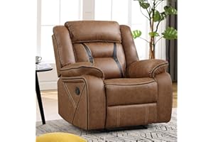 EBELLO Faux Leather Manual Recliner Chair, Modern Design Single Reclining Sofa Chair with Comfortable Armrest and Backrest, Furniture for Living Room, Bedroom, Brown