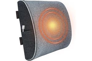 S.FINE Heated Lumbar Support Pillow for Chair, Lower Back Support Pillow with Heating Pad to Alleviate Lower Back Pain for Long Sitting (Dark Grey)