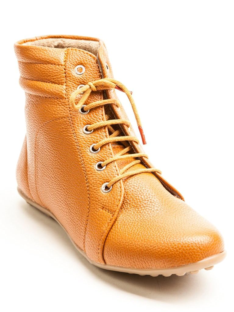 marc loire stylish women's/girl's boots high lace -up tan/solid
