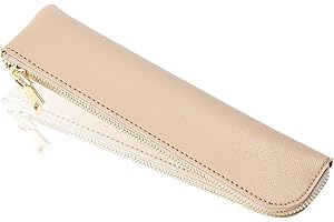 Sluxa Leather pencil case, Thin soft pen bag, Small pencil case for adults,Senior leather Minimal pencil pouch with zipper.…