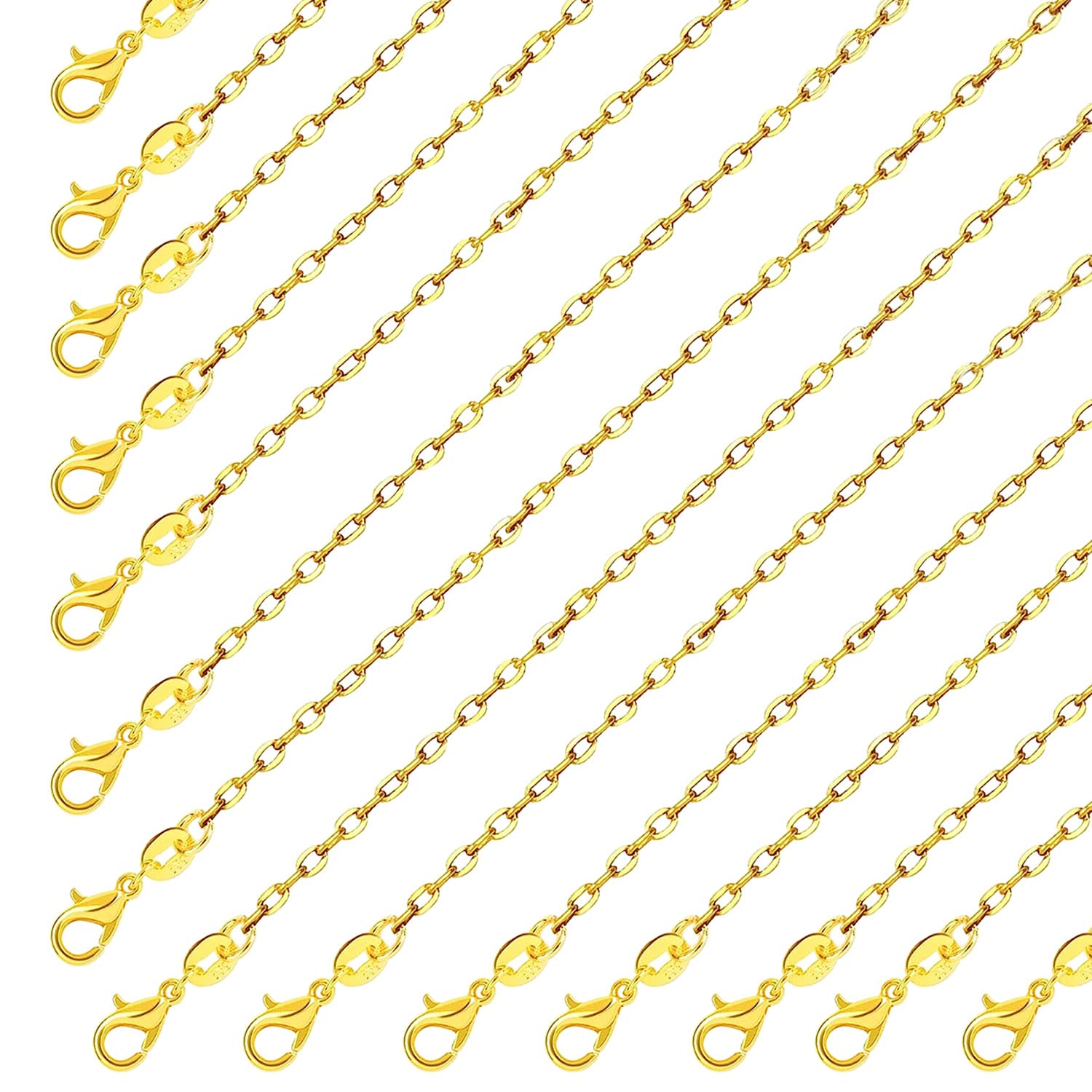 26 Pack Gold Necklace Chains for Jewellery Making, Bulk Gold Plated Cable Chain Snake Link Cable Jewelry Chain DIY Chains for Men Women Necklace Bracelet DIY Jewellery Making Repair (18Inches 1.6mm)