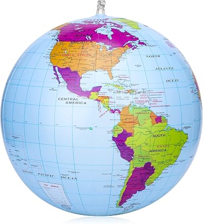 RosewineC Inflatable World Globe 38cm Educational Geography for School