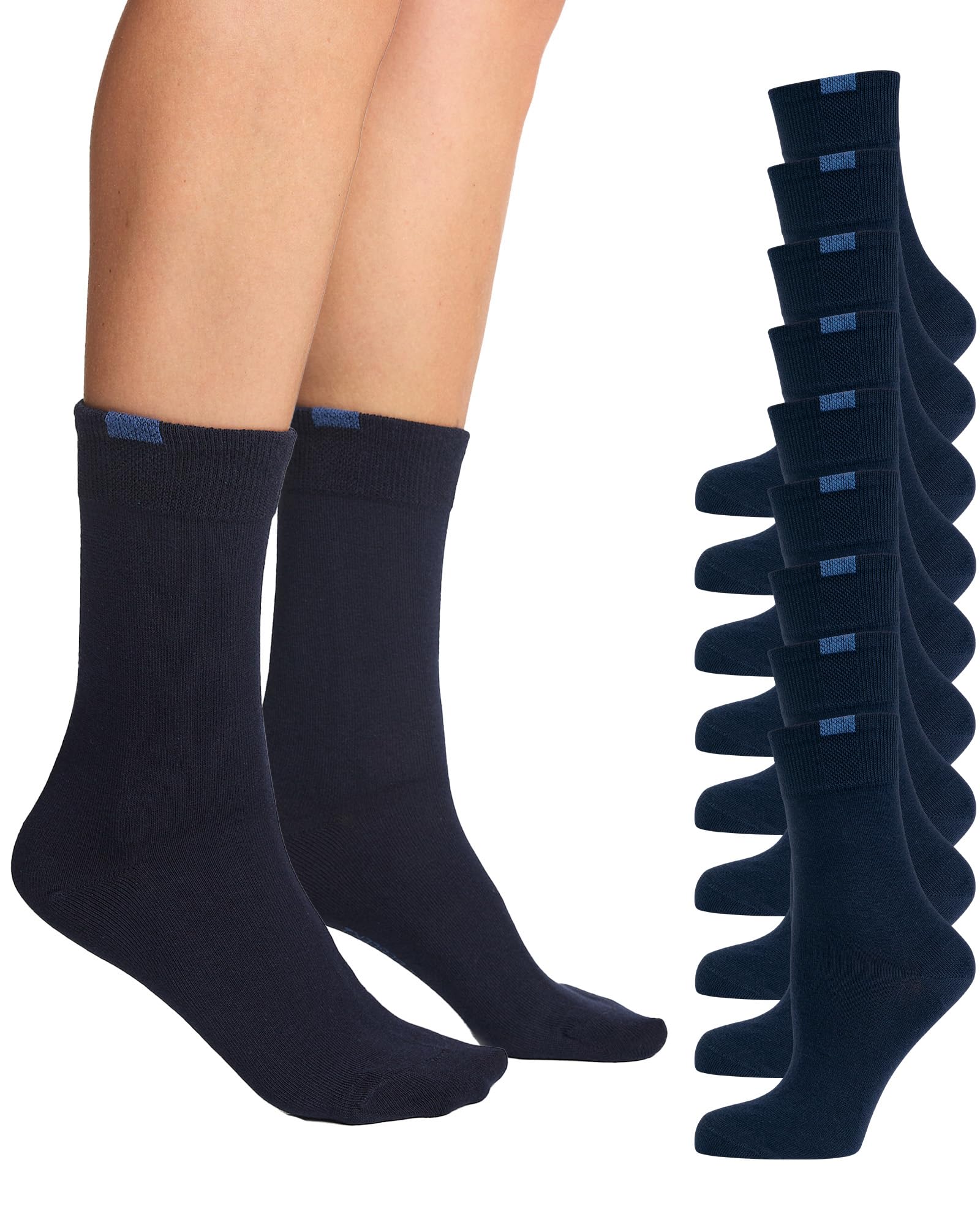 Nur Die 9er Pack Passt Perfekt Socken atmungsaktive Baumwolle einfarbig Komfortbund ohne drückende Naht Damen