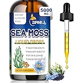 ZIPINKJ Sea Moss Drops, Irish Liquid Sea Moss Gel Supplement with Black Seed Oil, Shilajit, Elderberry, Burdock Root, Spirulina, Bladderwrack for Digestion Health, Non-GMO, 2 Fl Oz
