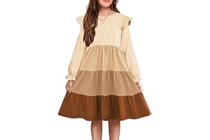 Arshiner Girl's Summer Dresses Ruffle Sleeve Tiered Swing Midi Casual Sundress with Pockets