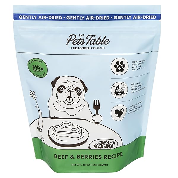 THE PETS TABLE BEEF & BERRIES GRAIN-FREE AIR DRIED DOG FOOD, 48 OUNCE BAG