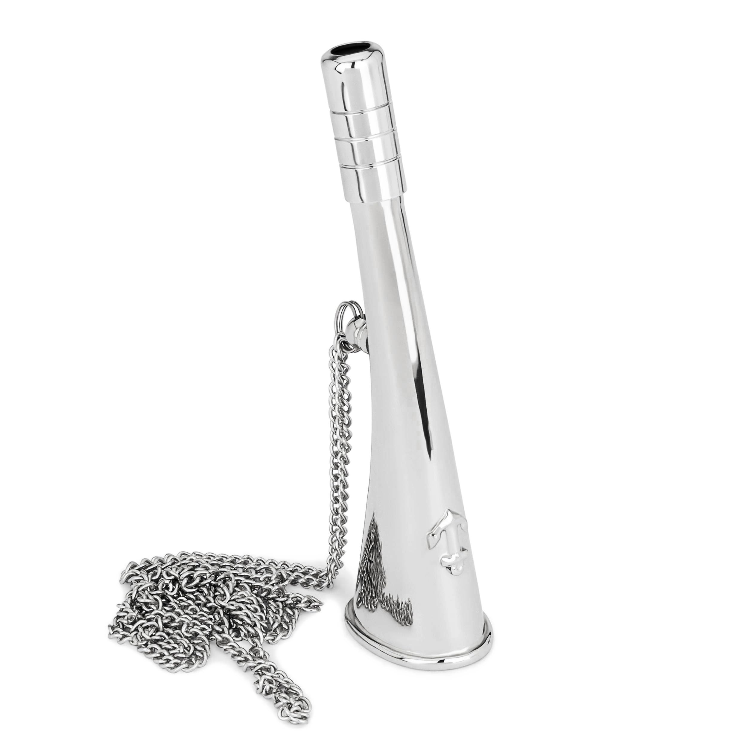 NKlaus 11801 Maritime Fog Horn Brass Silver Solid Chain Authentic Sound Antique 14 cm