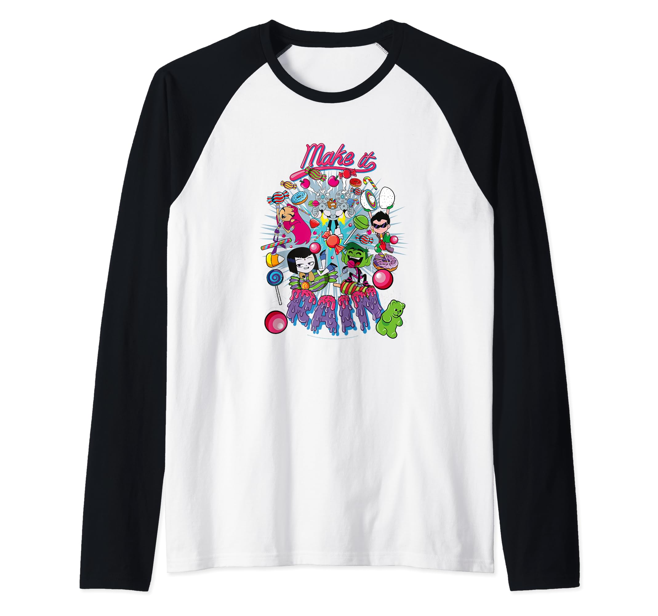 Teen Titans Go Make It Rain Raglan Baseball Tee