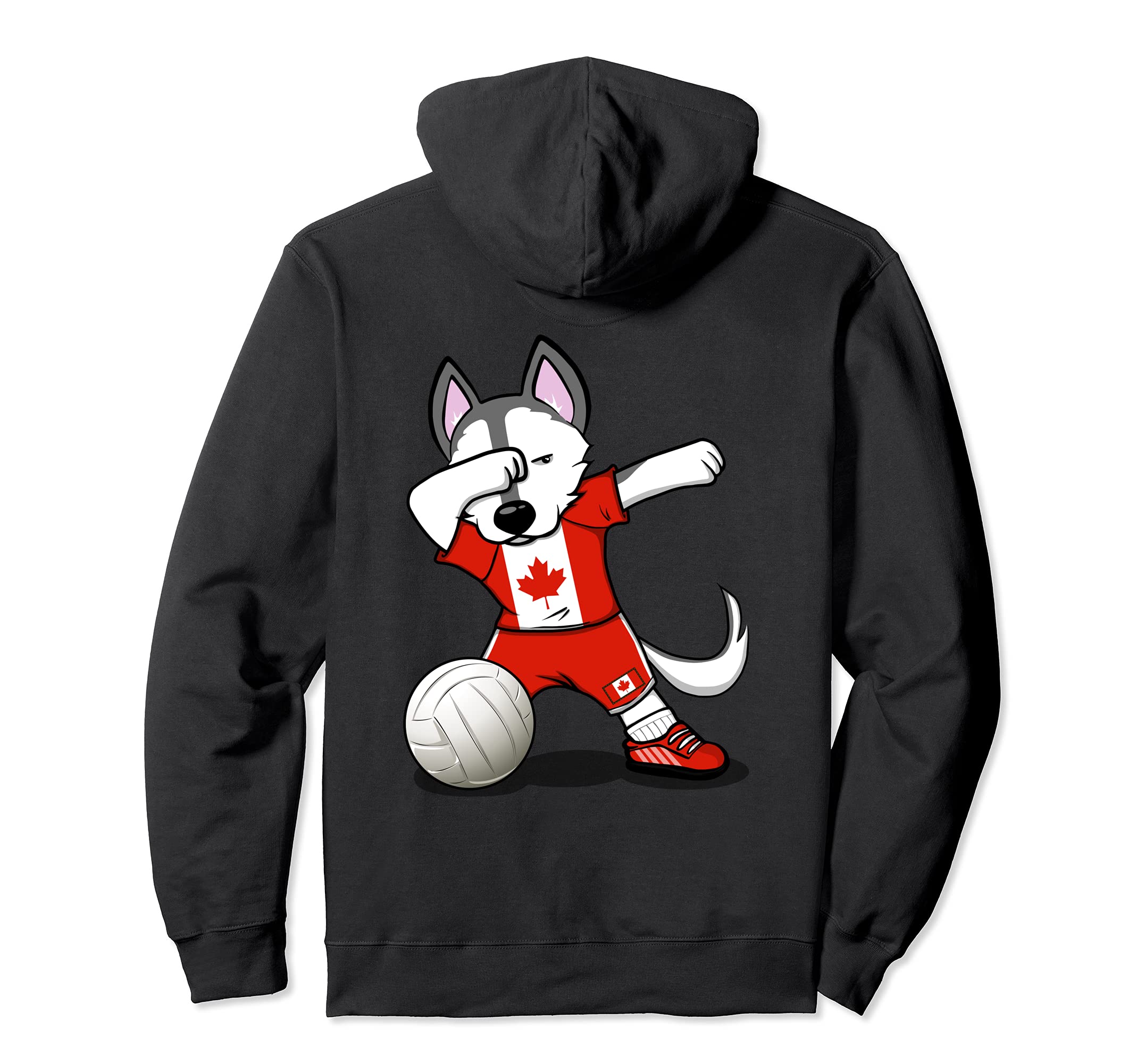 Dabbing Husky Canada Volleyball Fans Jersey Canadian Flag Pullover Hoodie