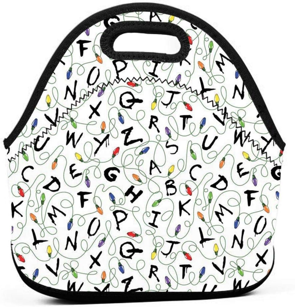 WONDERMAKE Insulated Lunch Tote Bag Package Stranger Things Travel Picnic School Office Outdoor Lunch Handbags Portable Zipper Lunch Bag Box