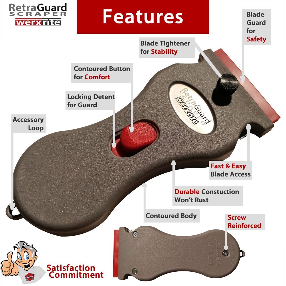 Werxrite RetraGuard Razor Blade Scraper Tool Stovetop Cooktop Glass