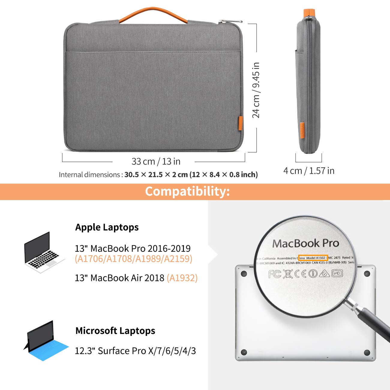 Inateck 14 Inch Laptop Bag Sleeve Carrying Case Briefcase for Most 14