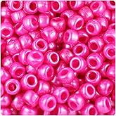 BeadTin Hot Pink Pearl 9mm Barrel Pony Beads (500pcs)
