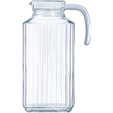 Circleware Frigo Glass Pitcher with Lid and Handle, Large 8 Cup Everyday Water Carafe Beverage Dispenser Glassware for Beer, 