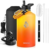 One Gallon Water Bottle Insulated, Triple Walled Vacuum Stainless Steel (Cold for 48 Hrs), Leak Proof & Non-BPA, Large Water Flask Jug with Paracord Handle & Straw Spout Lids