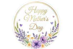 D4DREAM 72Pcs Mothers Day Stickers - 1.5'' Waterproof Purple Floral Happy Mother's Day Labels Stickers Gift Tags for Envelope