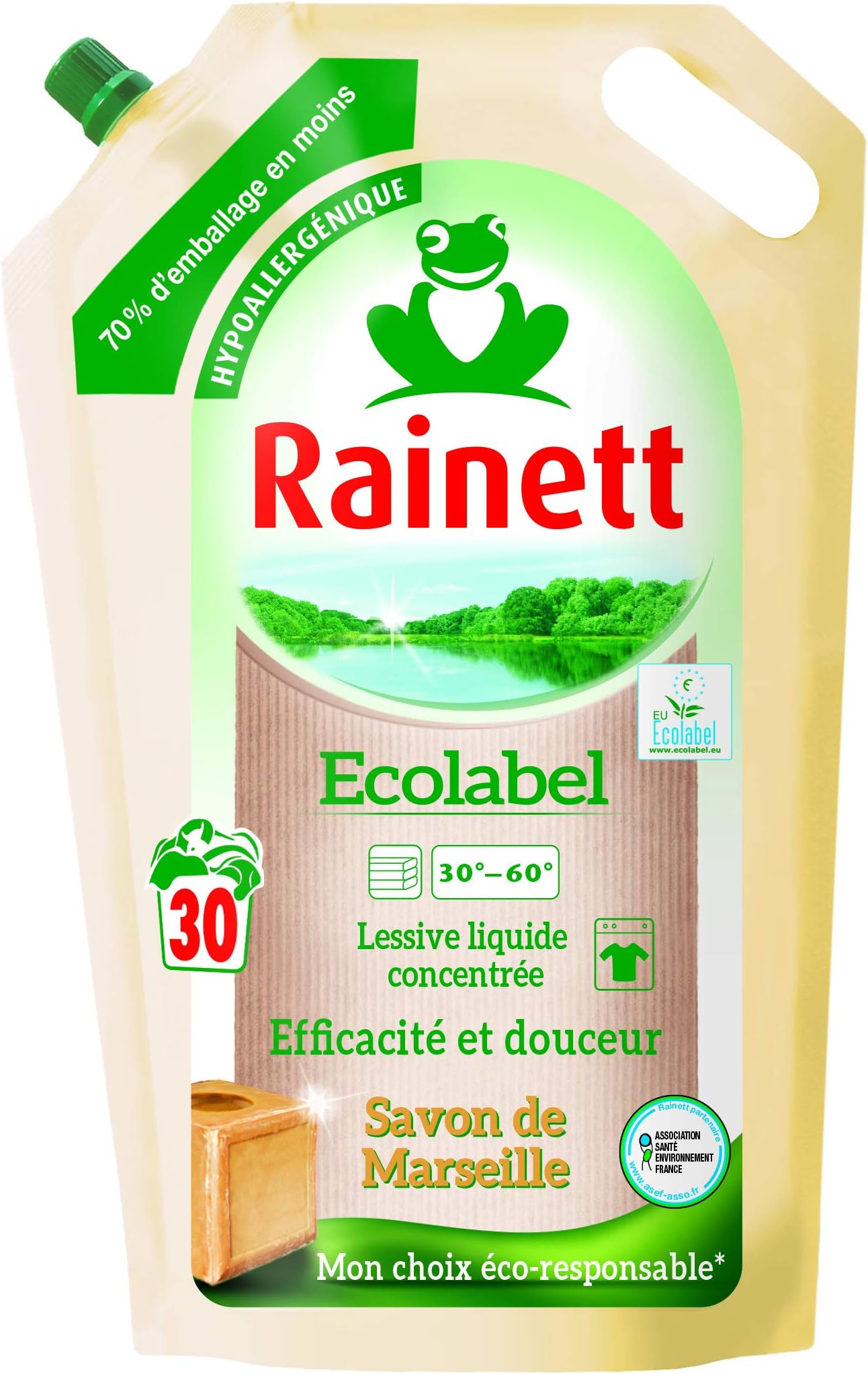 Rainett - Eco-Friendly Concentrated Liquid Laundry Detergent Marseille Soap Refill - 1.98 Litre