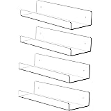 Cq acrylic 15" Invisible Acrylic Floating Wall Ledge Shelf, Wall Mounted Nursery Kids Bookshelf, Invisible Spice Rack, Clear 