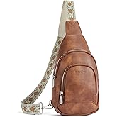 BOSTANTEN Sling Bag for Women Leather Crossbody Bag Vintage Cross Body Purse for Travel with Guitar Strap, Bohemian Style