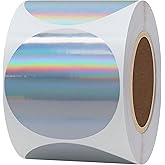 Hybsk 300pcs Holographic Silver Labels Color Coding Dots for Organizing Inventory 2" Round Dot Self Adhesive Stickers -DO NOT Support Printing (2 inch)