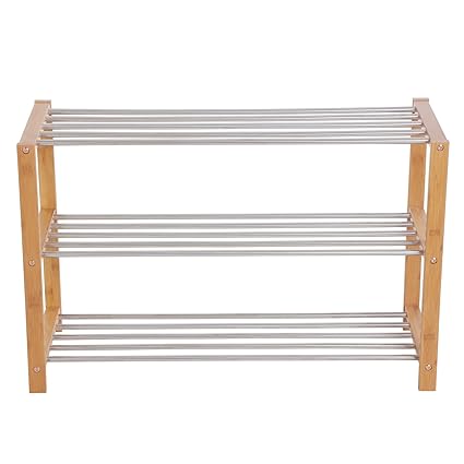 Songmics Schuhregal drei Etagen, natur, 80 x 50 x 30 cm